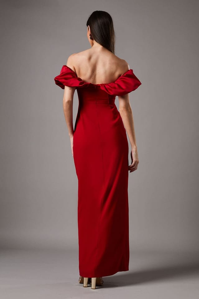 Coast Coast Women's Volume Sleeve Corset Column Maxi Dress in Red - 3