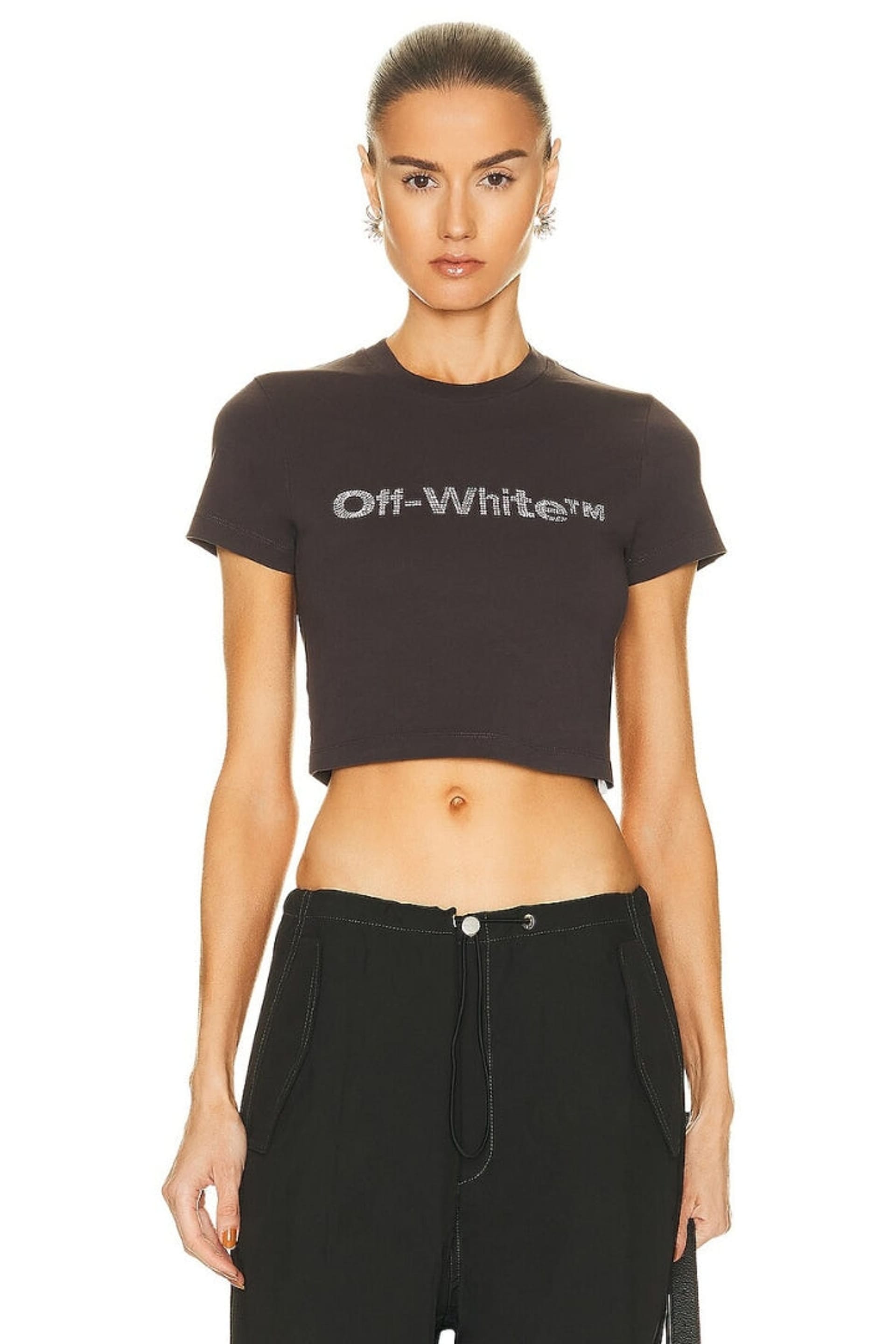 Off-White Off-White Women's Bling Bounce Short Sleeve Crew Relaxed Fit T-shirt in Dark Grey - 4