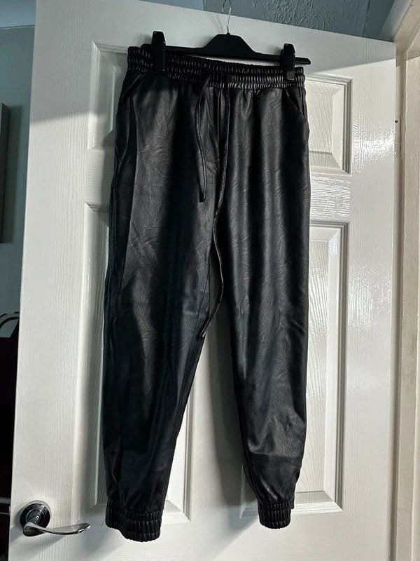New Look Black Faux Leather Cuffed Trousers