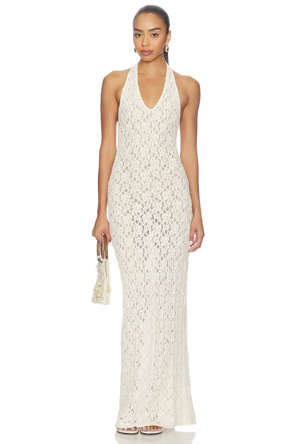 revolve Puckered Lace Halter Dress