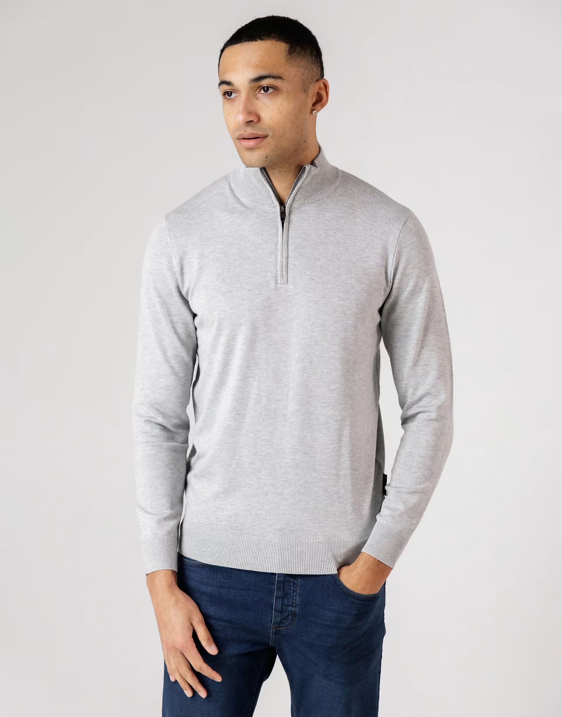 ASOS French Connection 1/2 zip knitted jumper in light grey