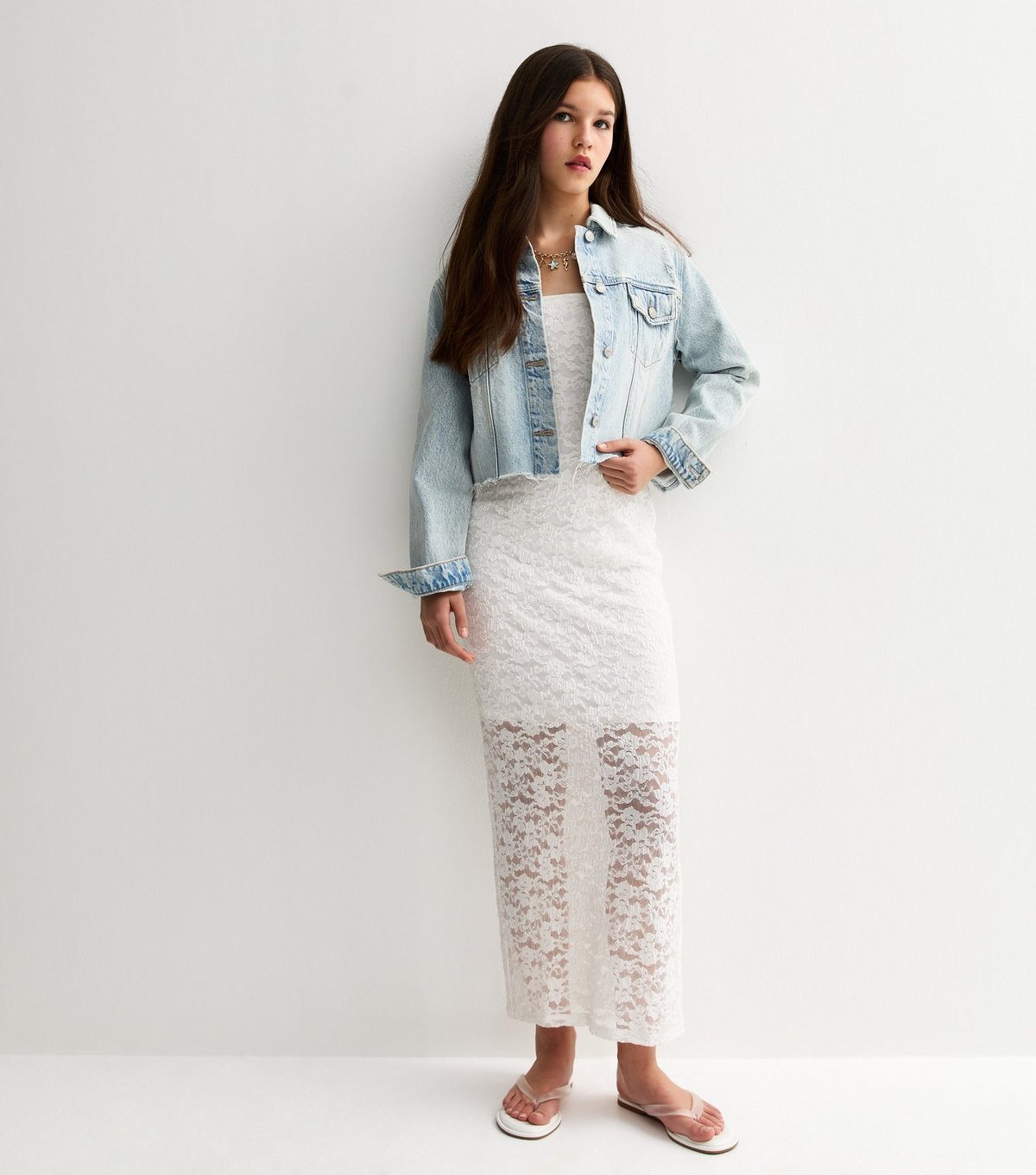 New Look Girls' White Lace Bandeau Maxi Dress New Look - 3