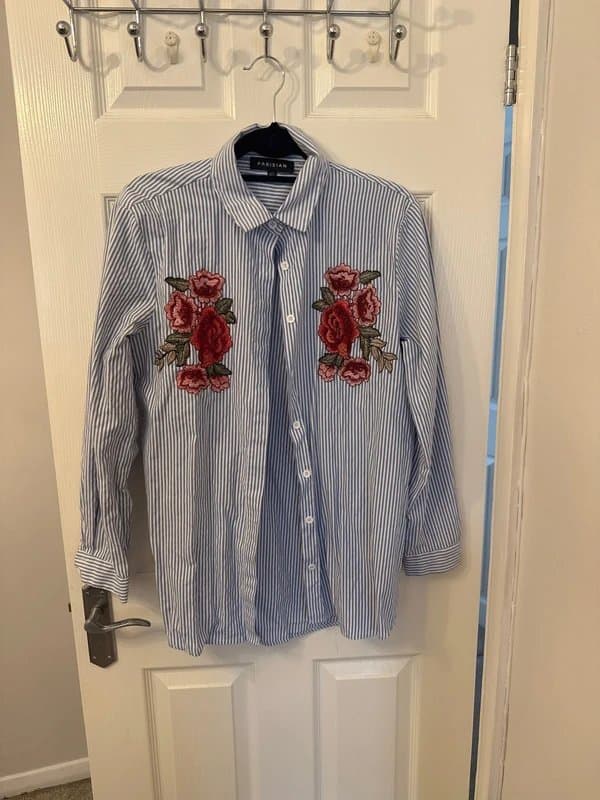 ASOS Stripped floral embroidered shirt