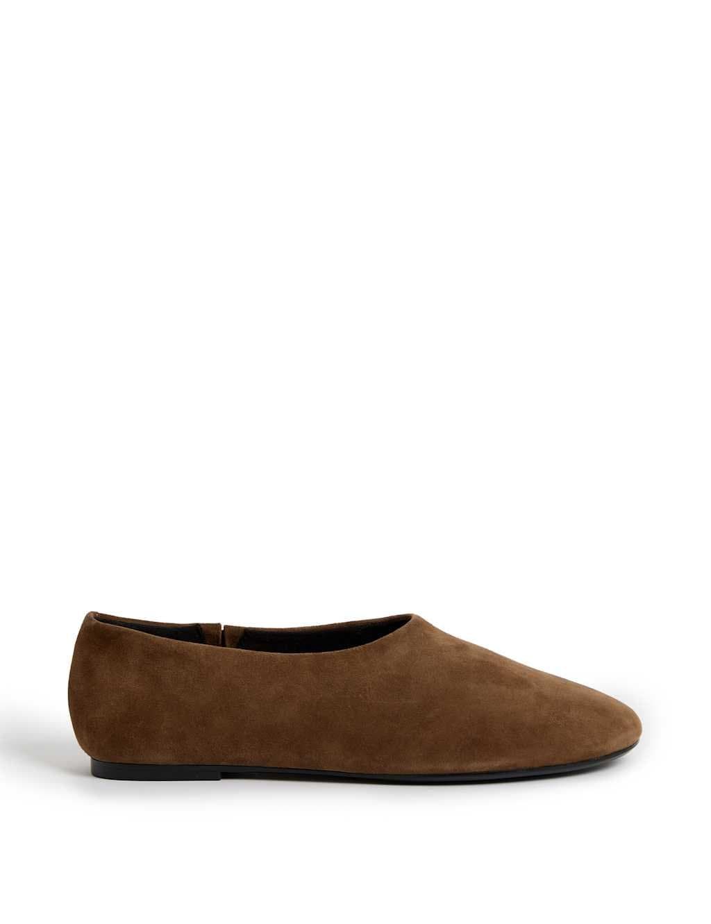 Marks & Spencer M&S Suede Flat Ballet Pumps Light Brown