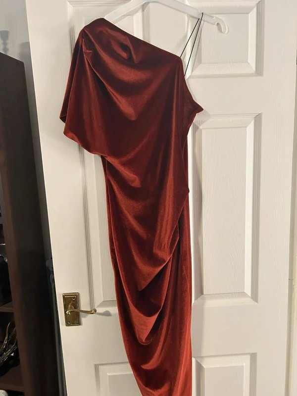 ASOS ASOS Rust Velvet one shoulder dress Size 10 - 1