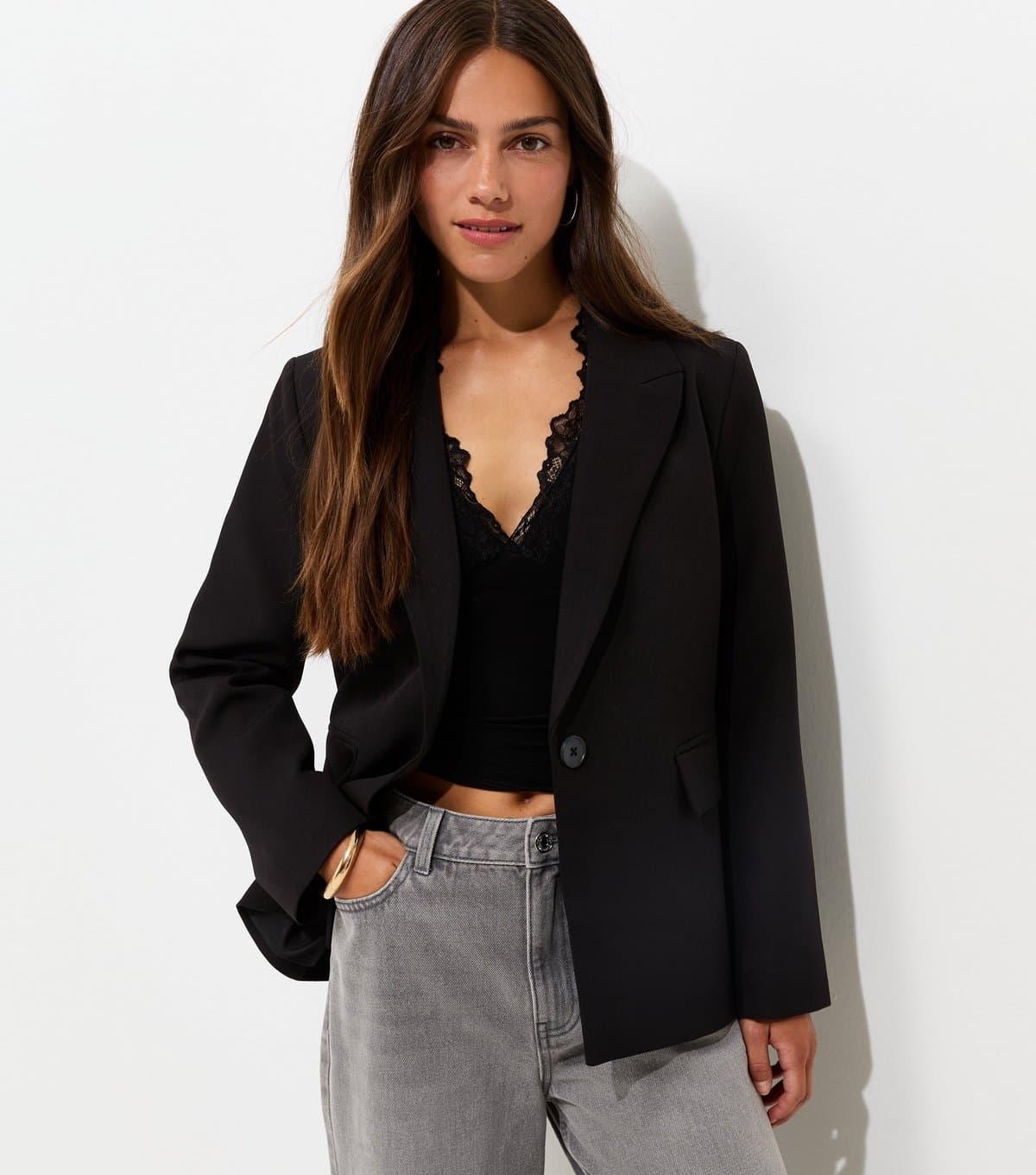 New Look Women's Petite Black Single Button Tailored Blazer New Look