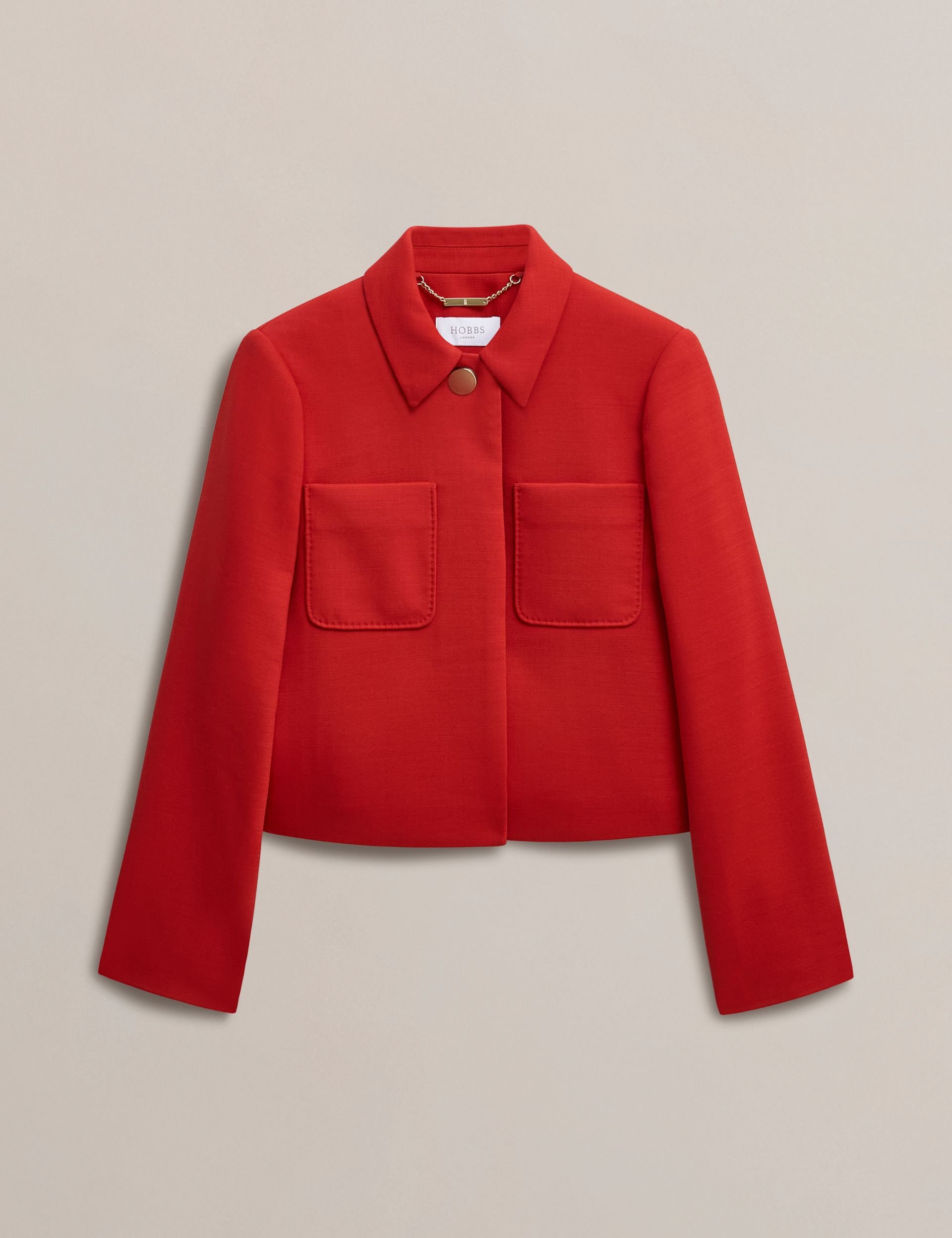 Hobbs London Hobbs London Women's Nessie Boxy Collard Jacket in Scarlet - 2