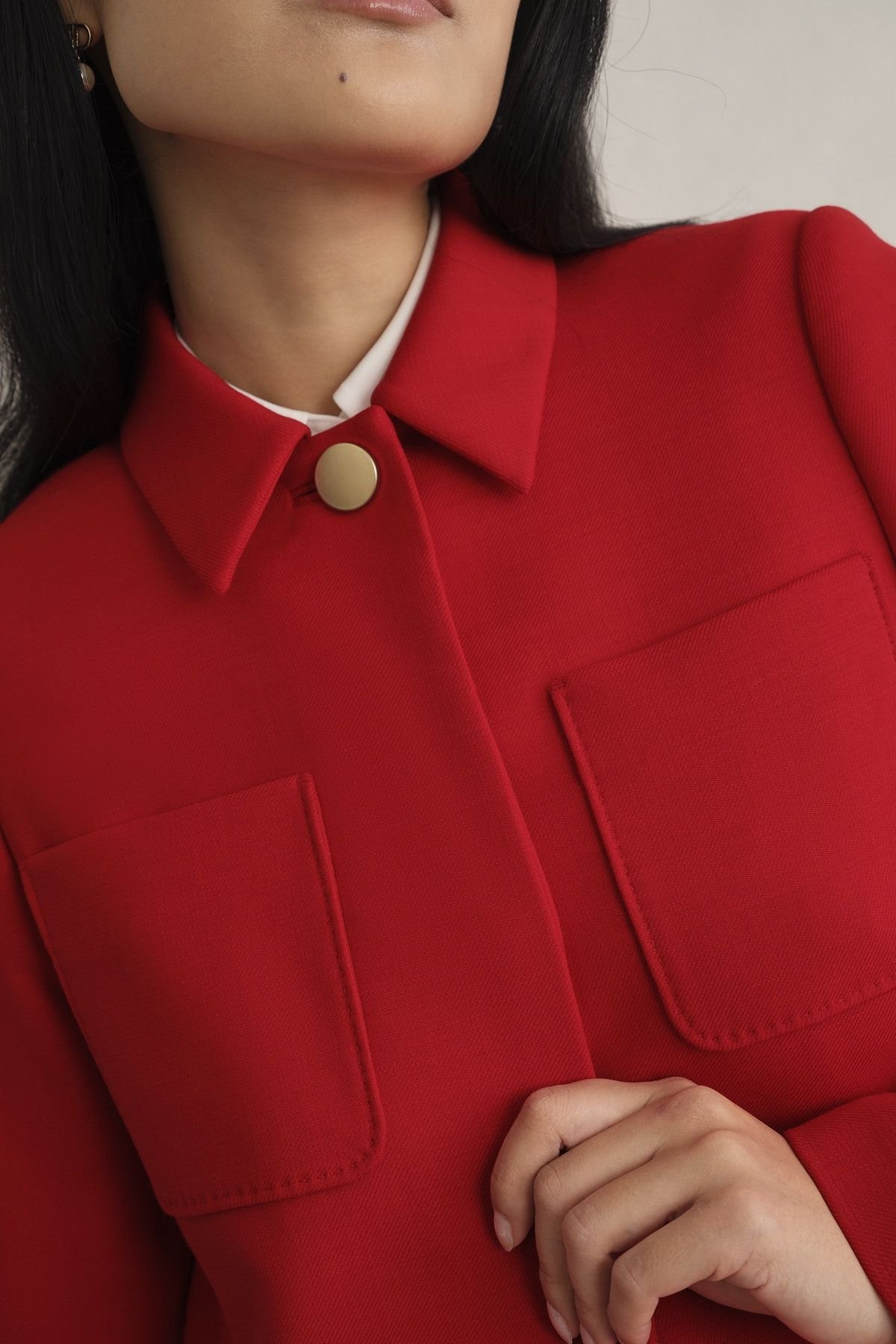 Hobbs London Hobbs London Women's Nessie Boxy Collard Jacket in Scarlet - 3