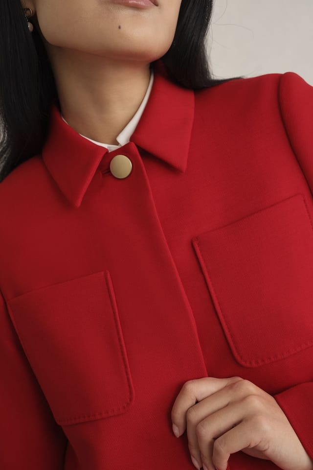 Hobbs London Hobbs London Women's Nessie Boxy Collard Jacket in Scarlet - 3