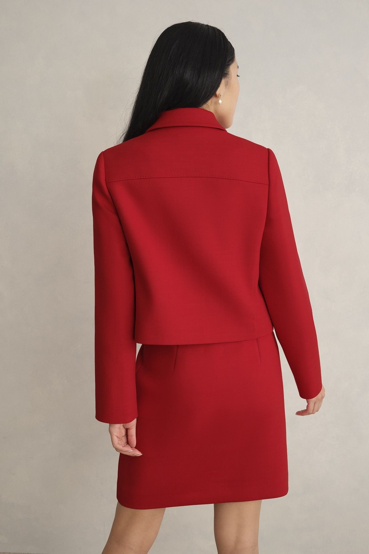 Hobbs London Hobbs London Women's Nessie Boxy Collard Jacket in Scarlet - 4