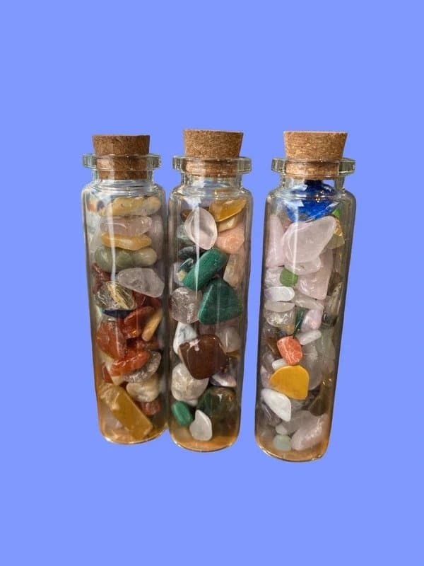 Crystal 3 crystal filled glass jars