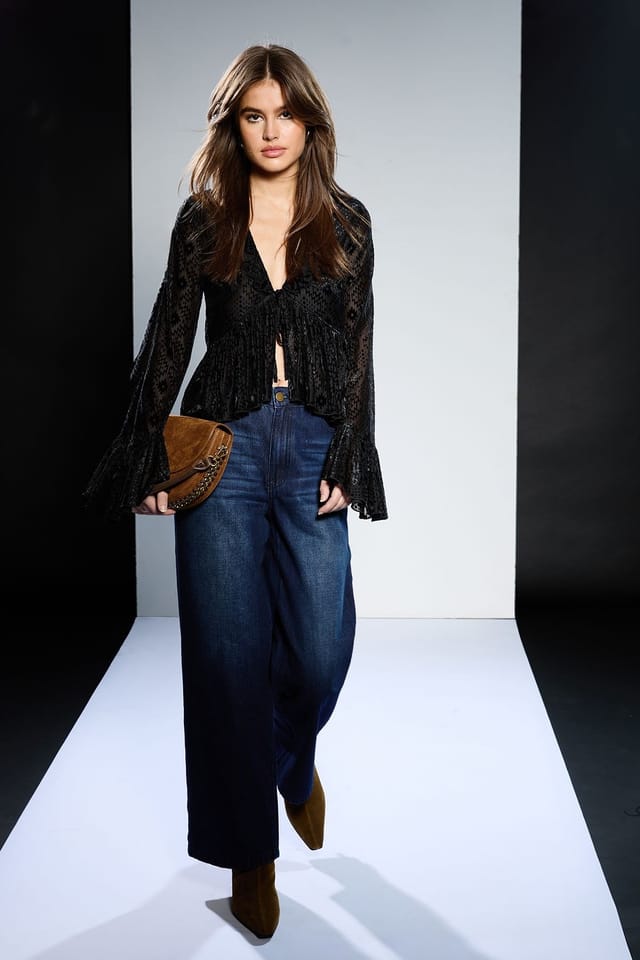 RUNWAY 1.8.1.8 RUNWAY 1.8.1.8 Women's Ruffle Textured Tie Up Blouse in Black - 2