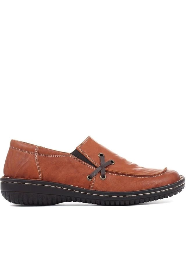 Pavers Pavers Women's Leather Slip On Shoes in Tan - 2
