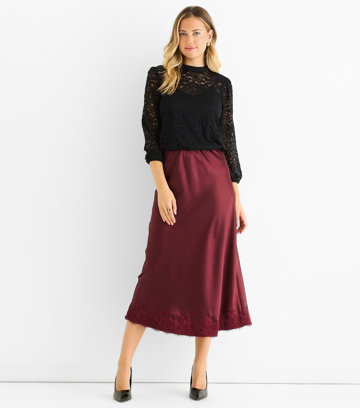 Gini London Women's Black Lace Cropped Sleeve Blouse Gini London New Look