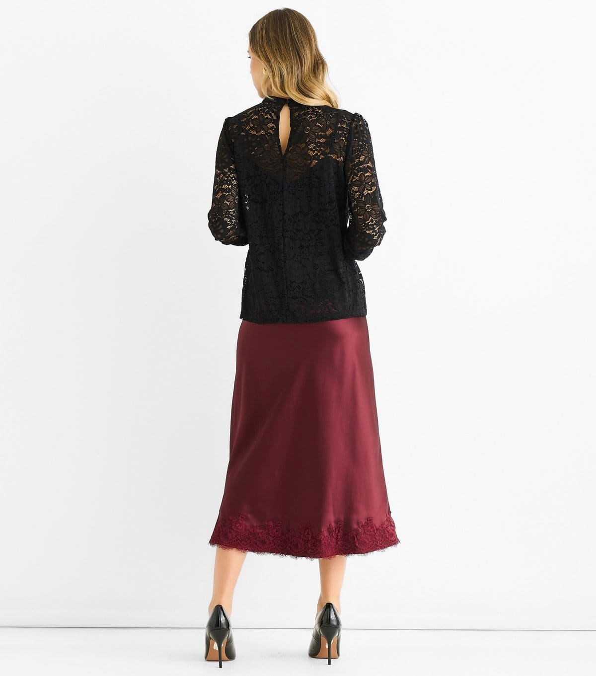 Gini London Women's Black Lace Cropped Sleeve Blouse Gini London New Look - 4