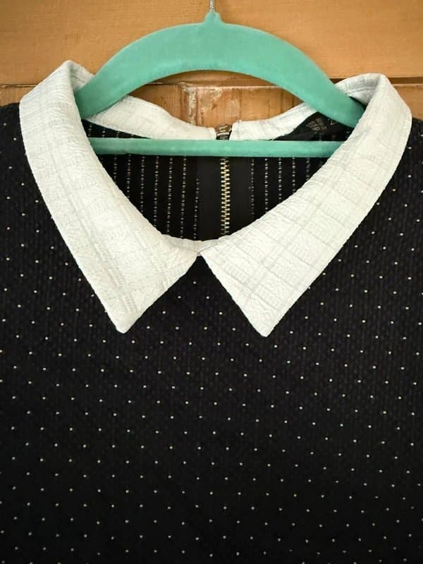 Zara Basic Zara Basic Navy Polka Dot Collared Dress – UK S – Short Sleeve Shift Dress