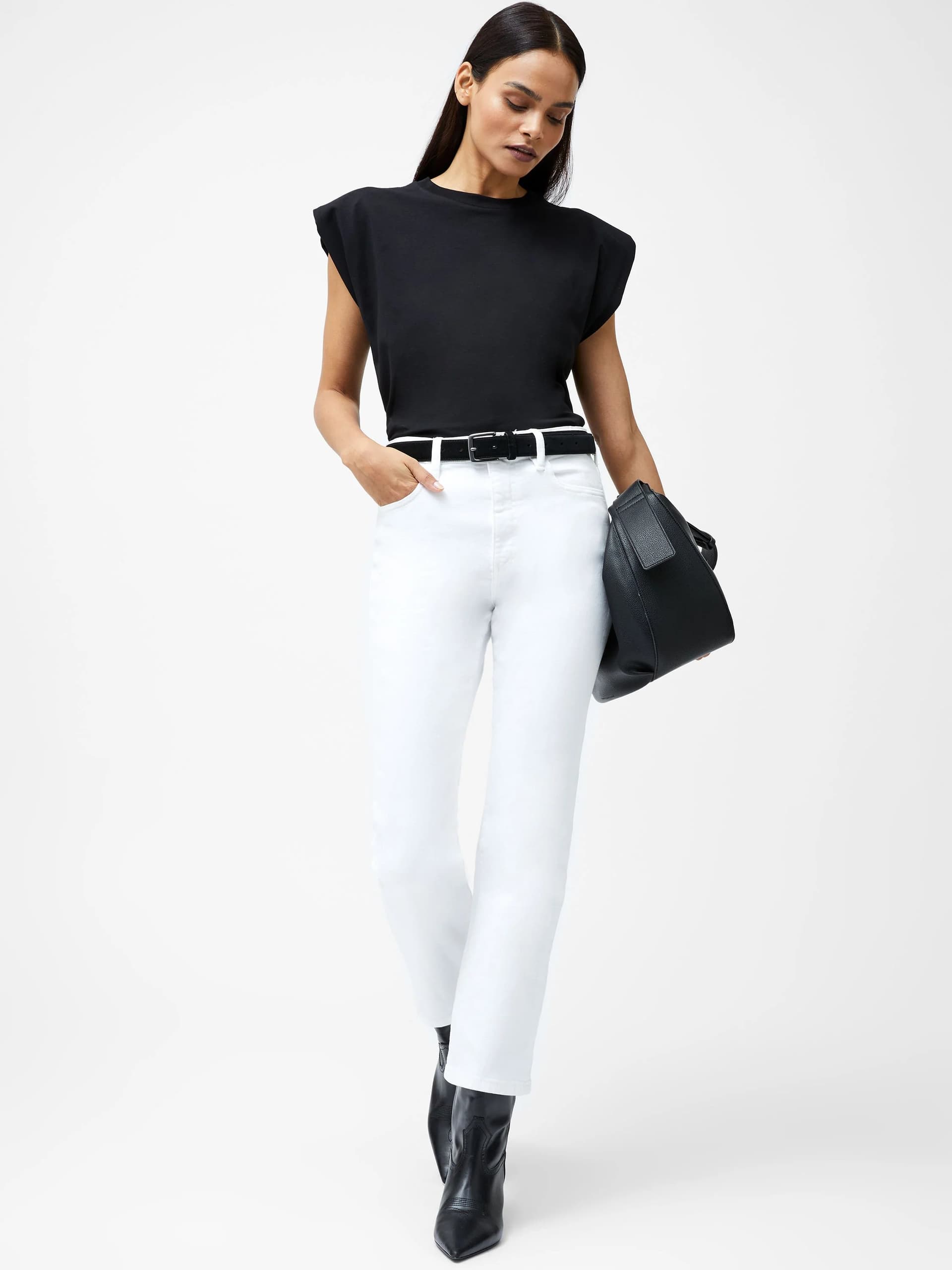 French Connection Rallie Shoulder Pad Tank Top Black