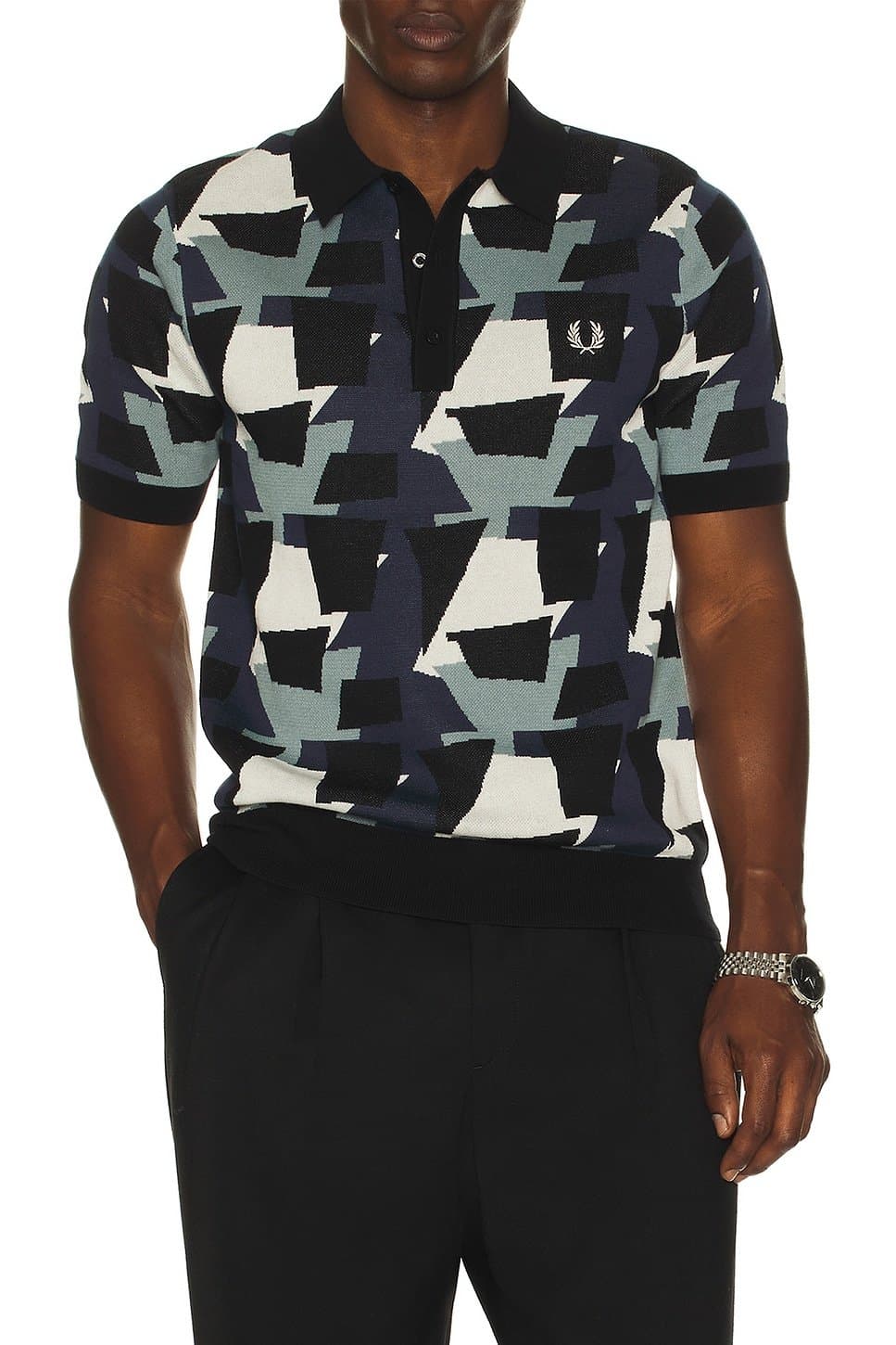 revolve Fragment Jacquard Knit Polo Shirt