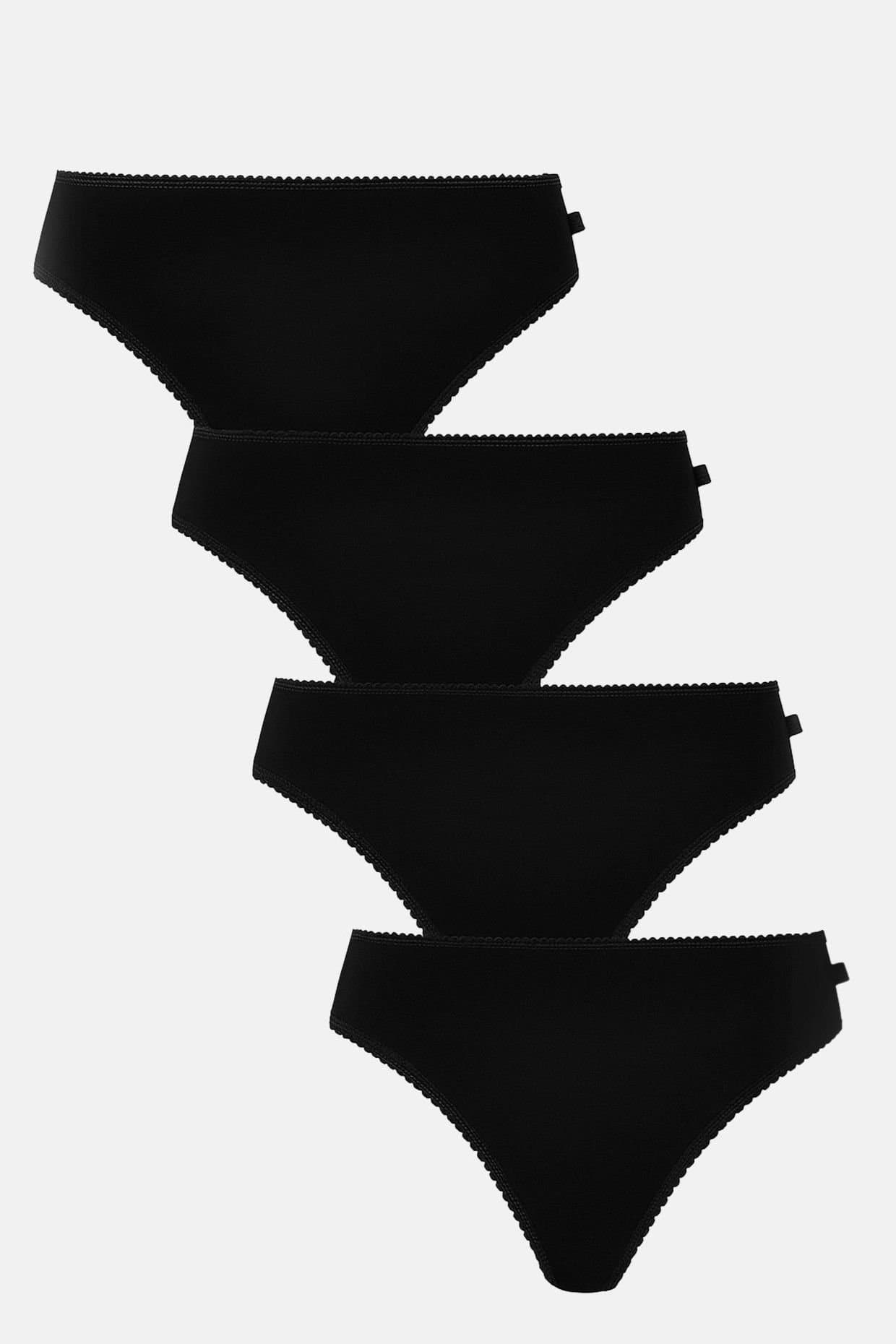 British Boxers British Boxers Women's Pack of Four "Black" Bamboo High Leg Knickers in Black