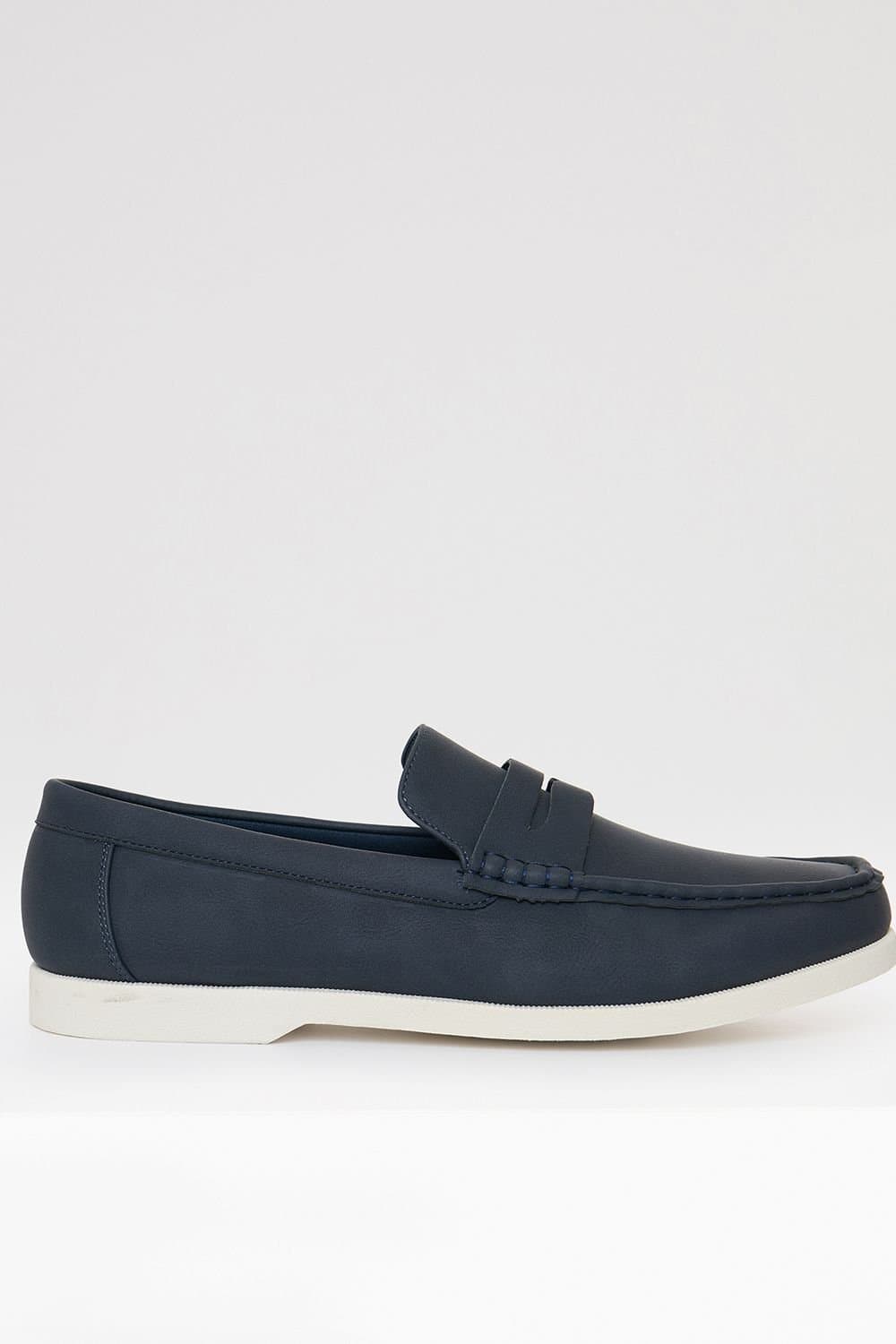 Threadbare Threadbare Men's Faux Suede Penny Loafers in Navy