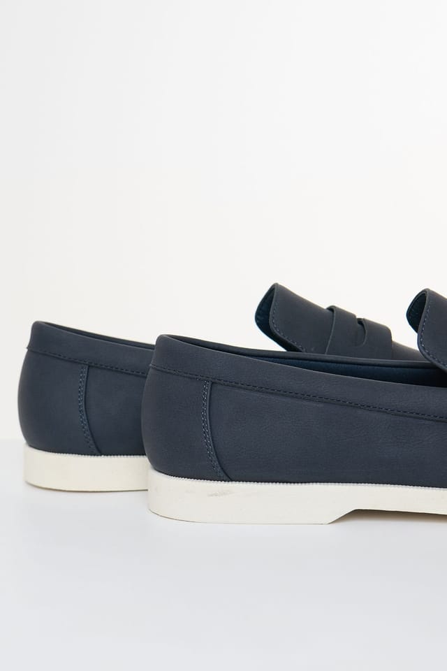 Threadbare Threadbare Men's Faux Suede Penny Loafers in Navy - 2