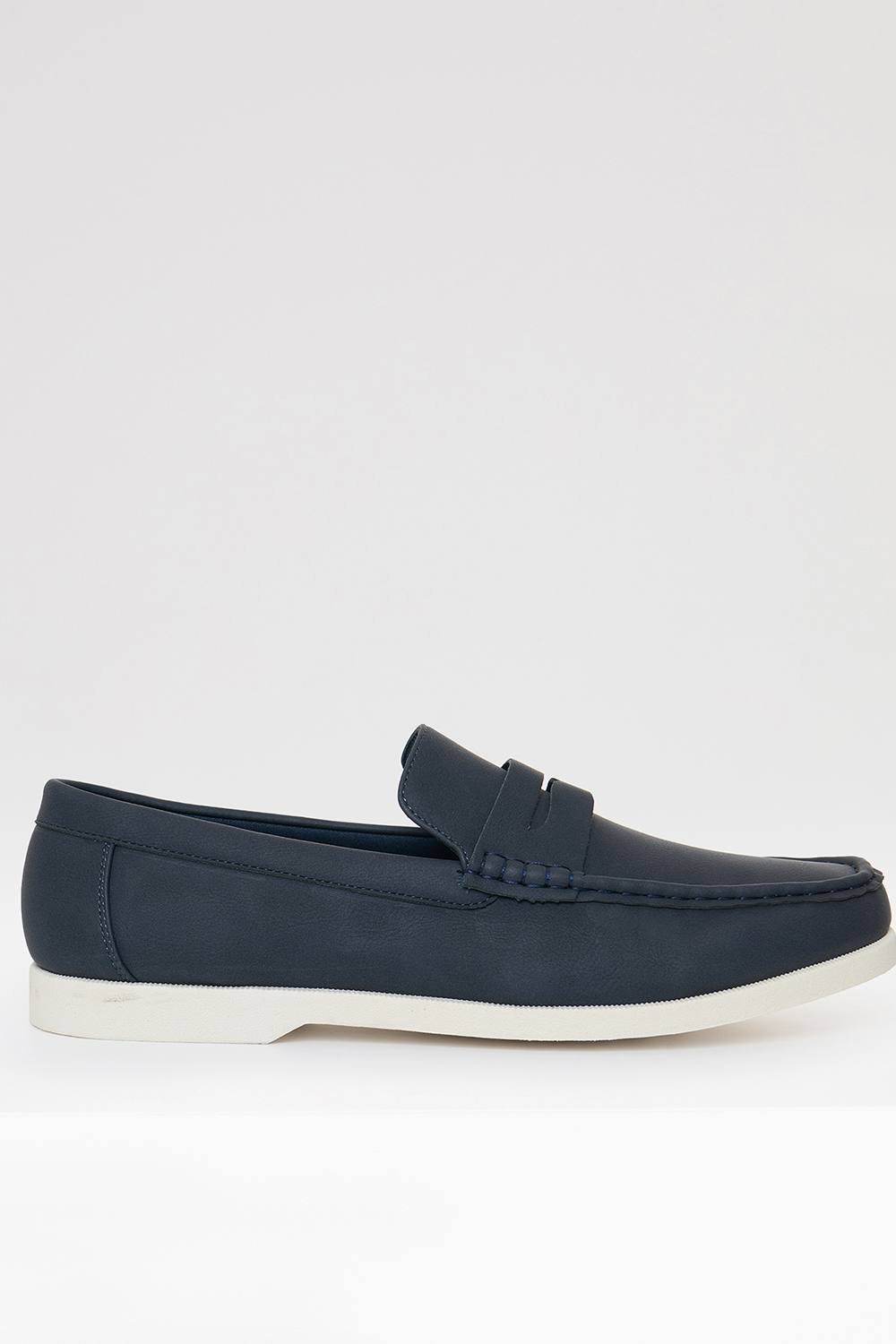 Threadbare Threadbare Men's Faux Suede Penny Loafers in Navy - 3