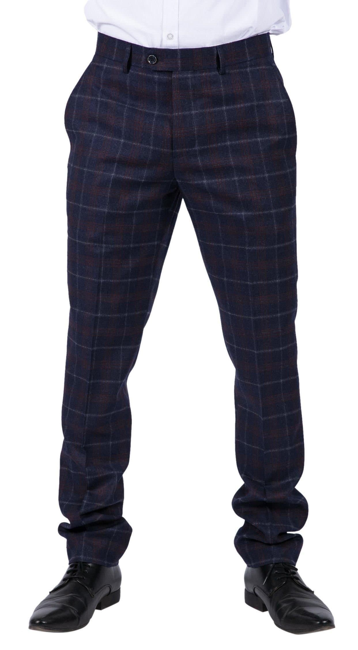 Paul Andrew Paul Andrew Men's Kenneth Tweed Check Trousers Blinders in Navy