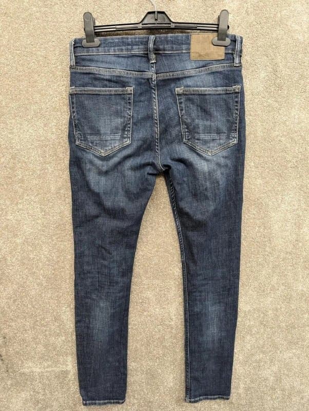 AllSaints Allsaints Jeans Mens W32 Blue Cigarette Skinny Slim Fit Stretch Button Fly Denim