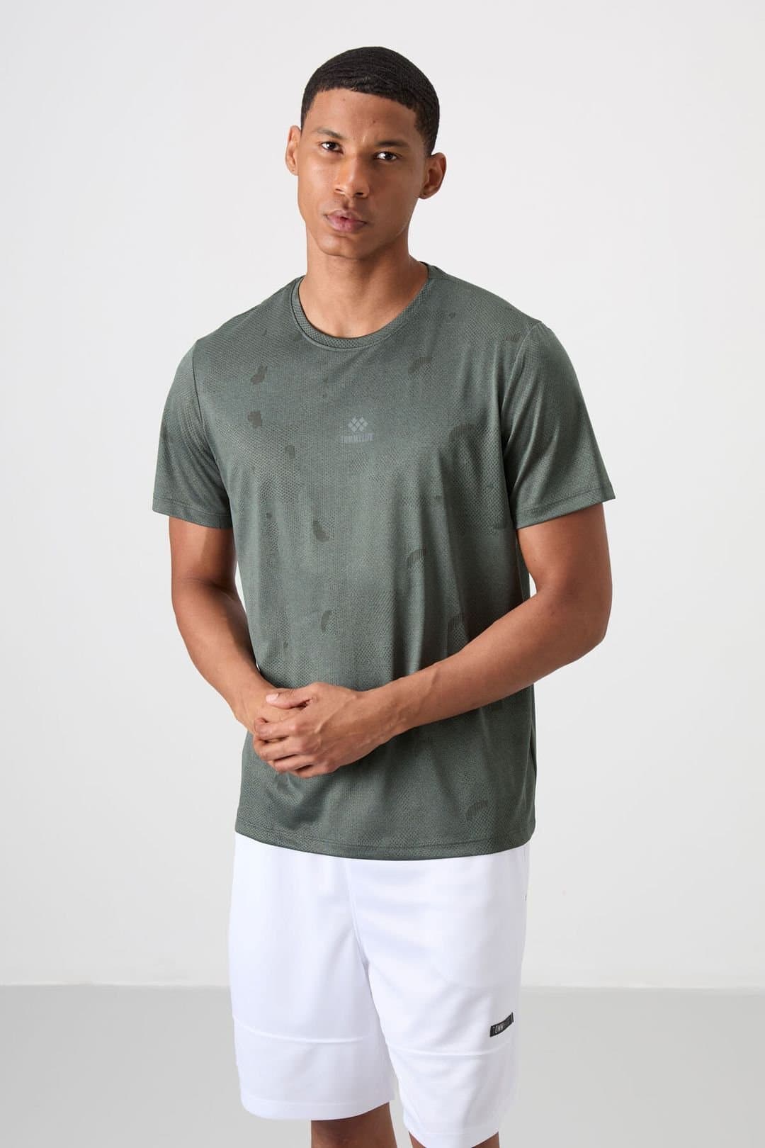 Tommy Life Tommy Life Men's Solid Bird's Eye Crew Neck T-Shirt in Khaki
