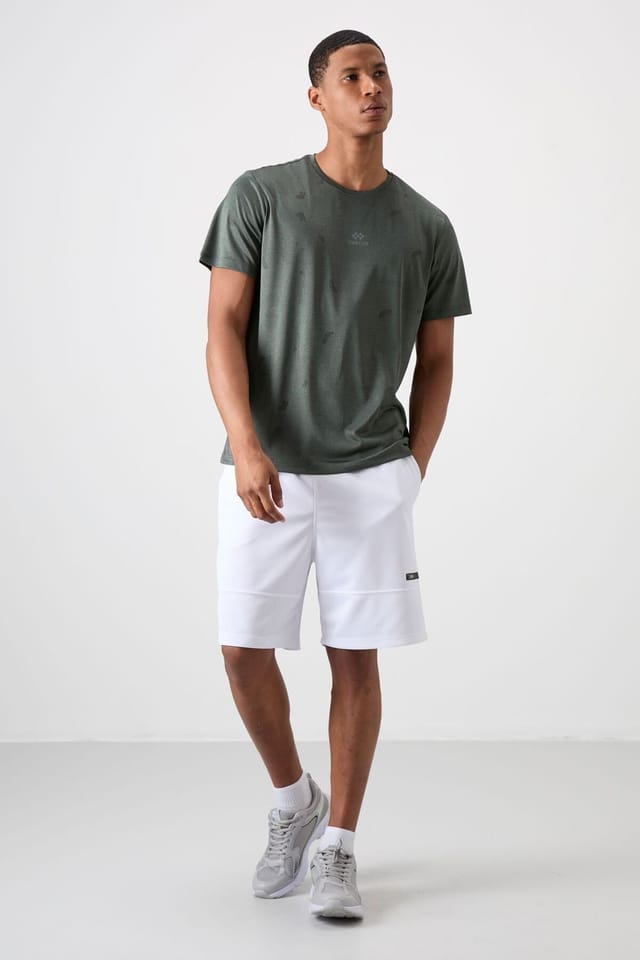 Tommy Life Tommy Life Men's Solid Bird's Eye Crew Neck T-Shirt in Khaki - 2