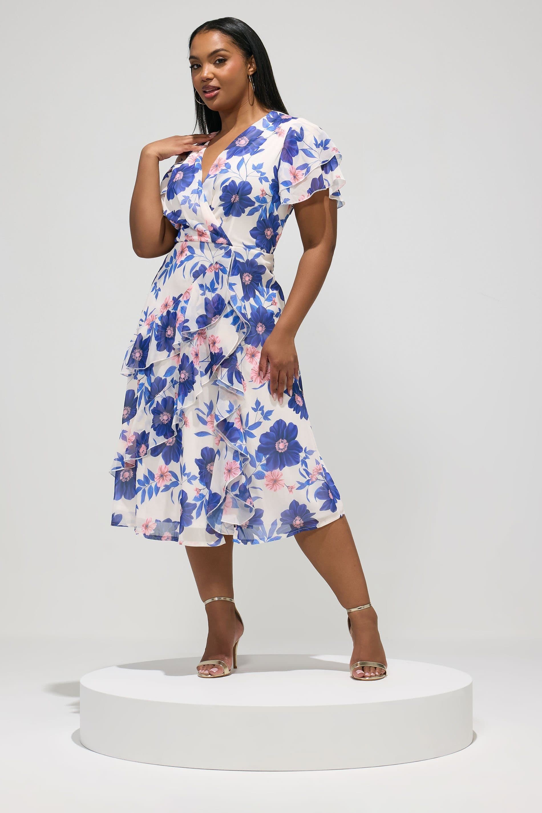 Yours Yours Women's Floral Ruffle Midi Dress