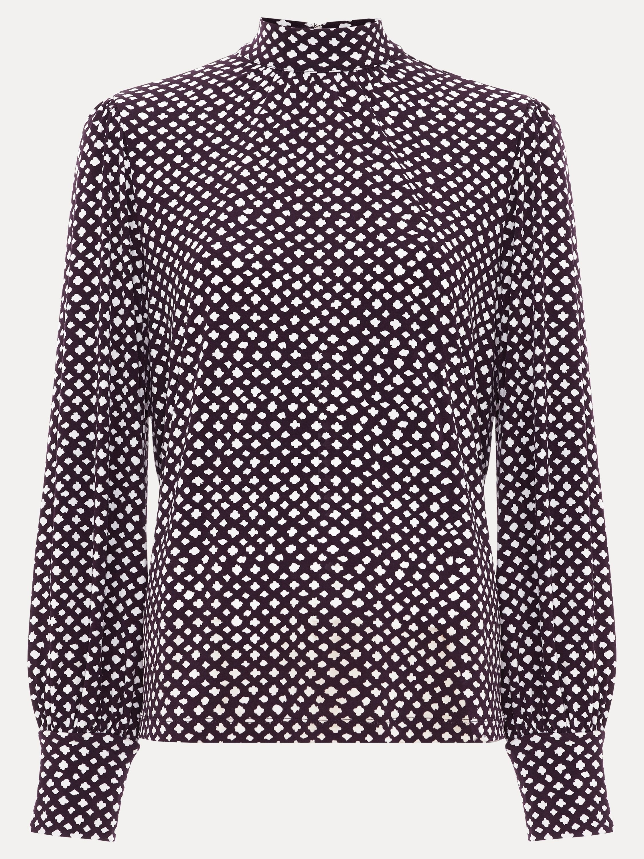 Phase Eight Phase Eight Women's Esme High Neck Printed Top in Aubergine - 2