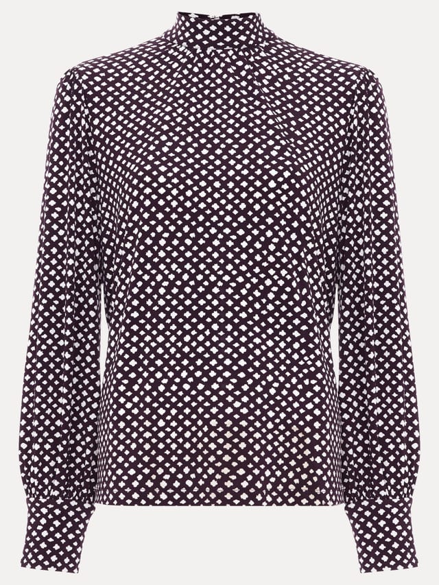 Phase Eight Phase Eight Women's Esme High Neck Printed Top in Aubergine - 2