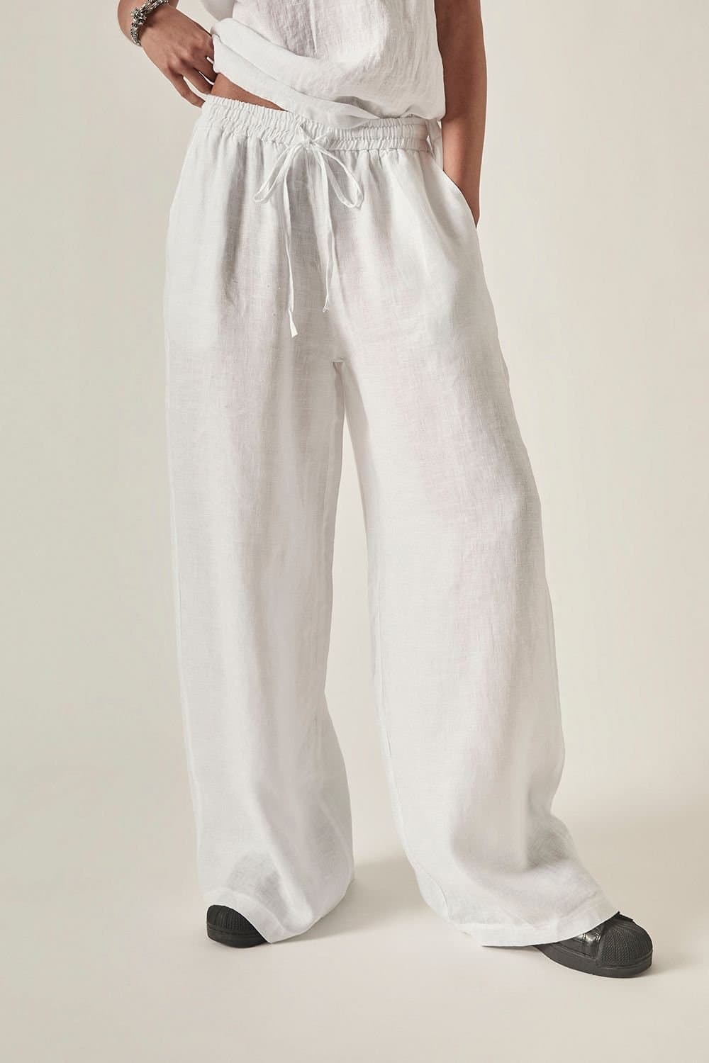 James Lakeland James Lakeland Women's White Linen Summer Trousers