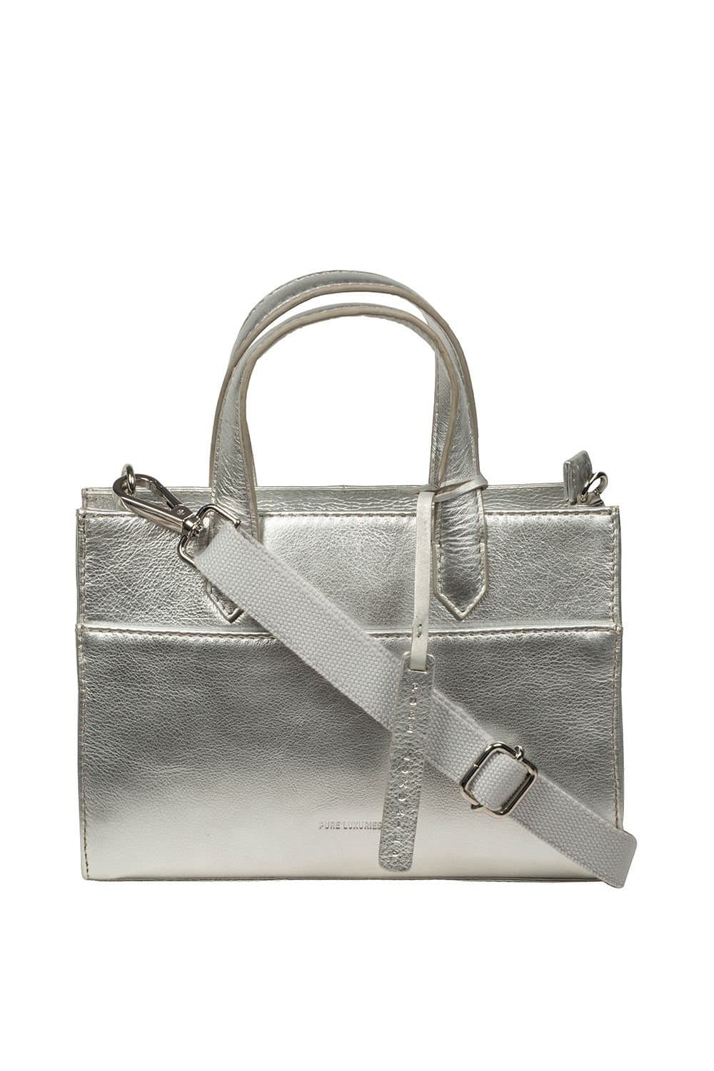 Pure Luxuries London Pure Luxuries London Silver Leather Mini Grab Bag
