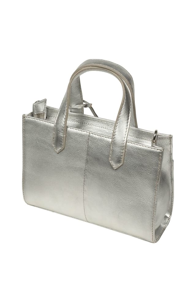 Pure Luxuries London Pure Luxuries London Women's 'Tatiana' Leather Cross Body Mini Grab Bag in Silver - 2