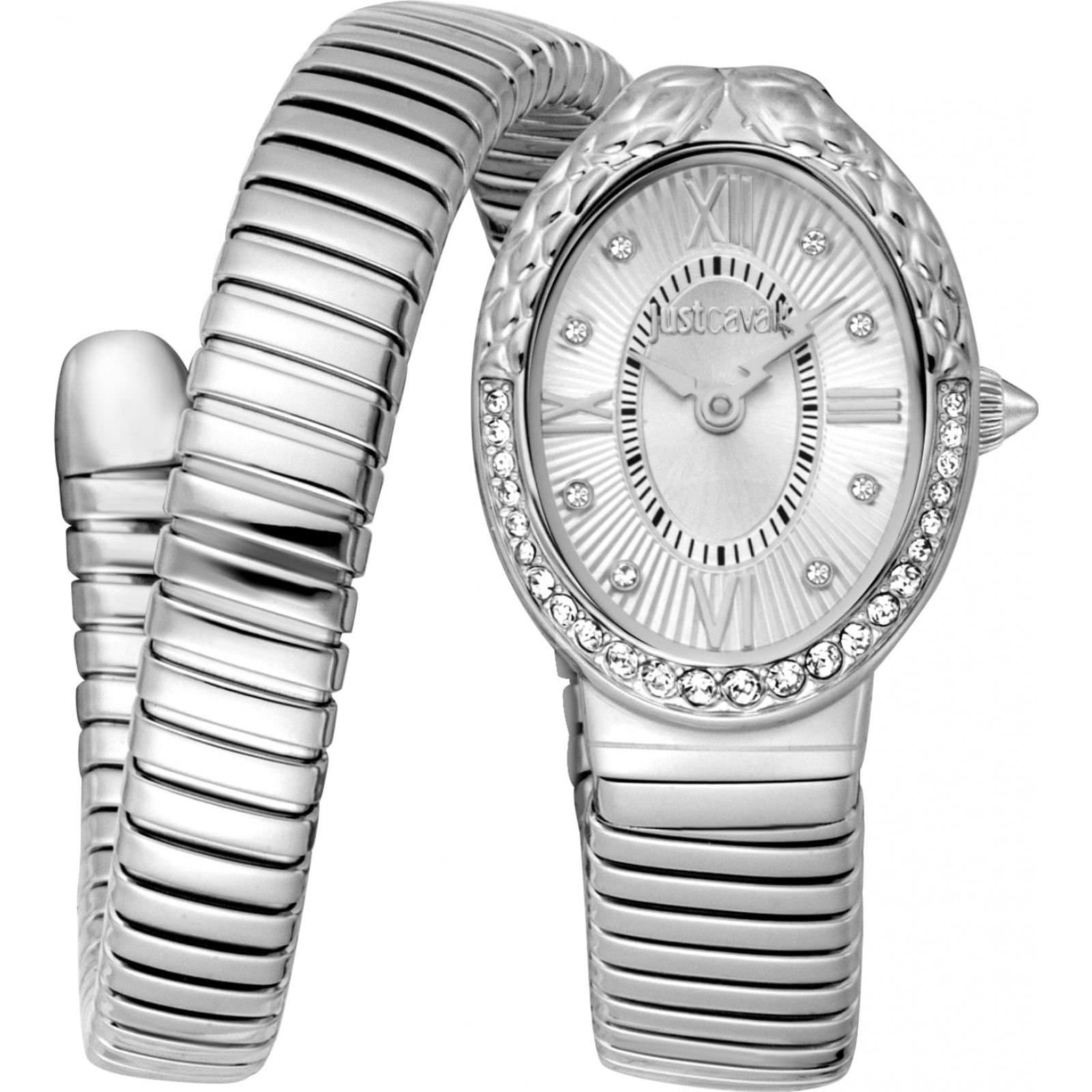 Just Cavalli Just Cavalli Women's JC1L390M0015 Signature Snake 22mm Quartz Watch in Silver