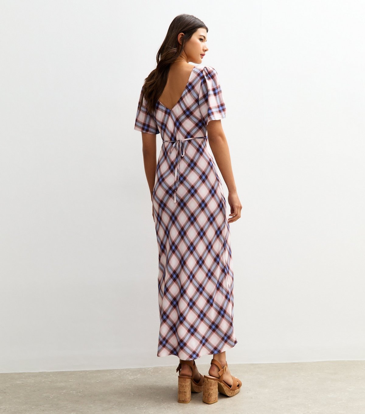 New Look Women's Cream Check Pattern Lace Trimmed Midi Dress New Look - 4