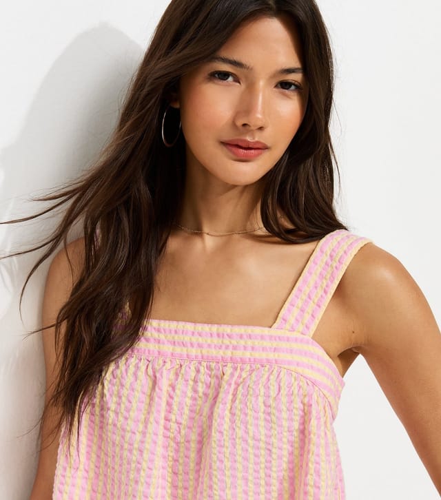 New Look Women's Yellow Striped Square Neck Cami Top New Look - 2