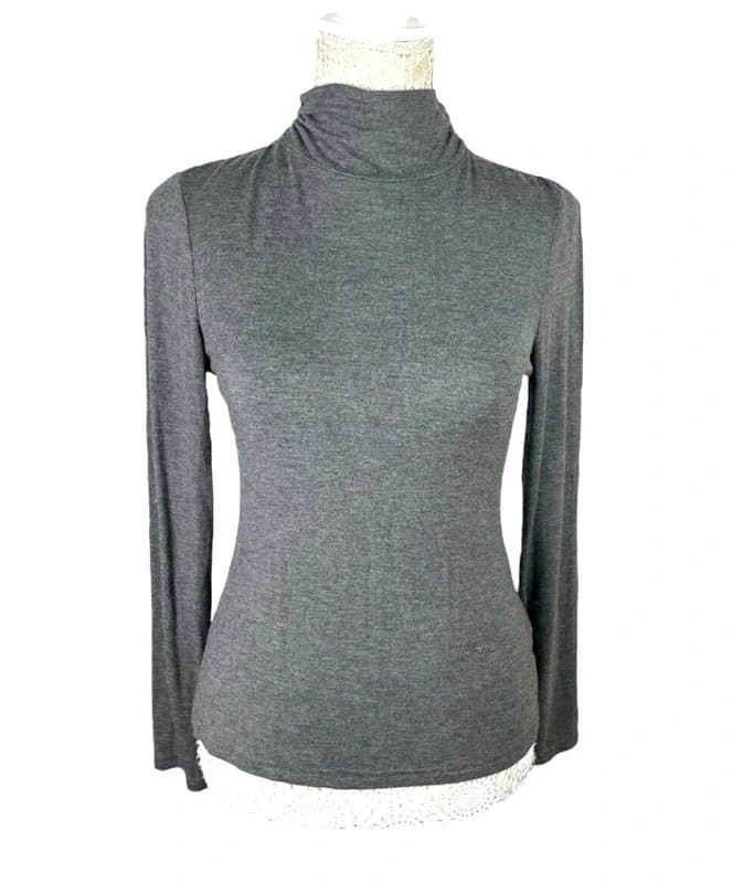 New Look New Look Turtle Neck Top Women’s UK Size 14 Grey Slim Fit Roll Neck Long Sleeve