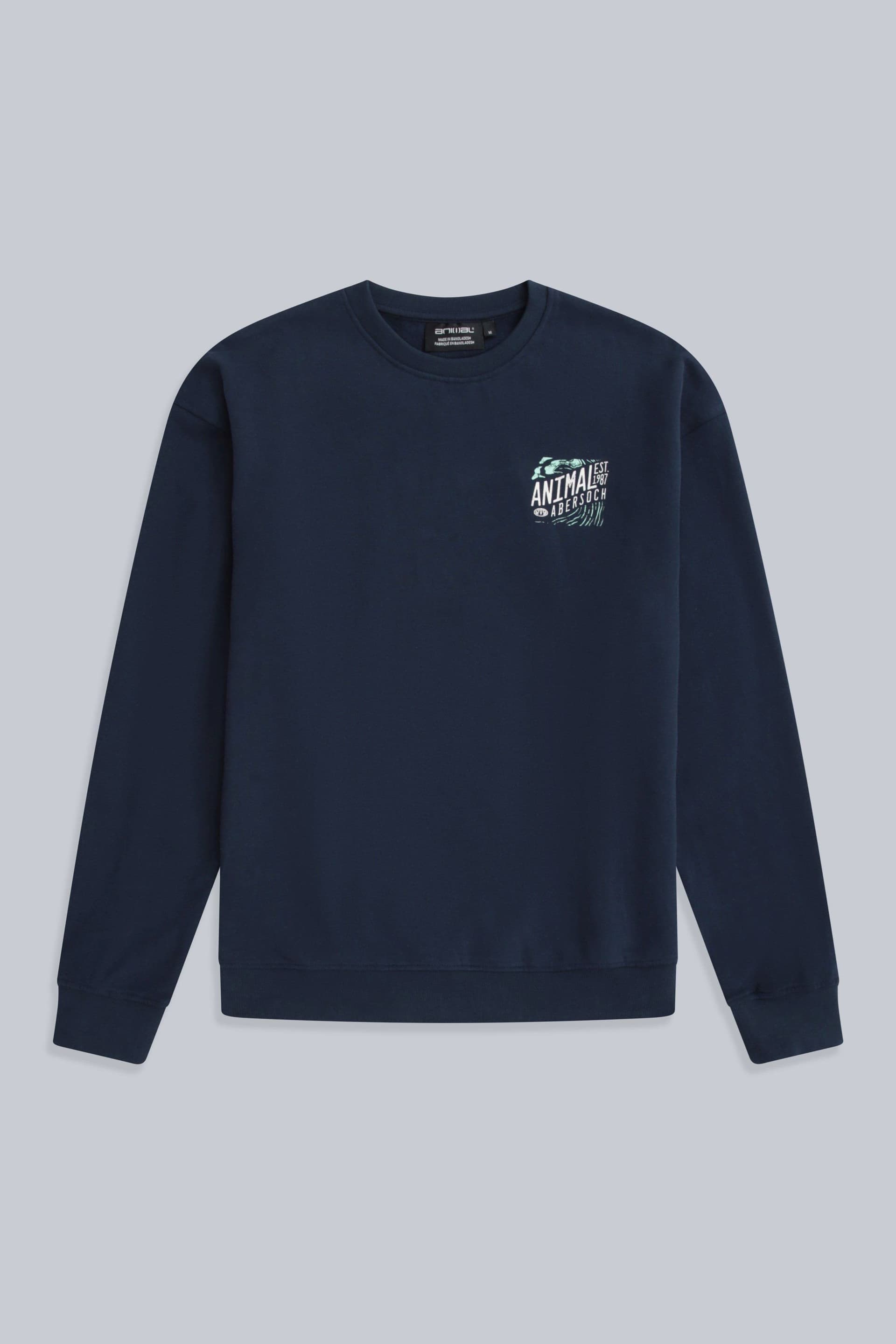 Animal Animal Men's 'Jonah' Abersoch Print Comfortable Breathable Soft Cotton Sweatshirt in Navy