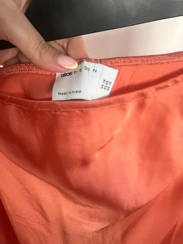 ASOS Design Peach Satin Skirt Size 14