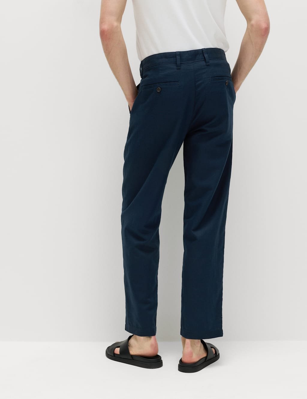 Marks & Spencer M&S 2 Pack Regular Fit Cotton Linen Blend Chinos Navy - 3