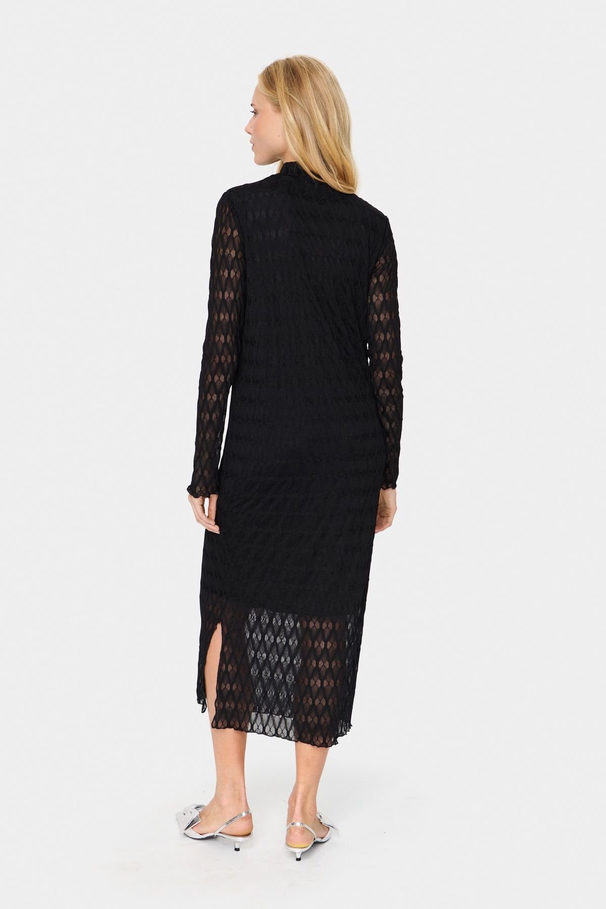 Saint Tropez Saint Tropez Women's HattieSZ Midi Dress Lace Long Sleeves in Black - 4