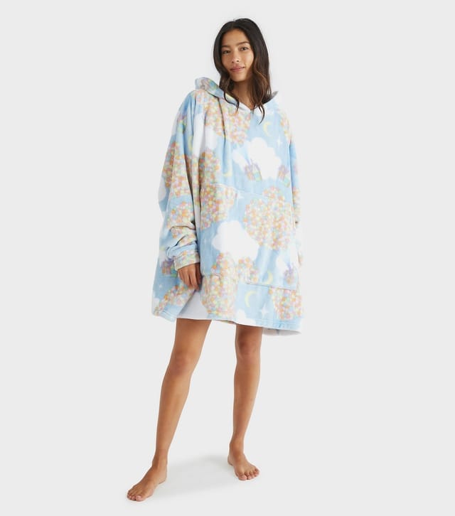 Skinnydip Women's Light Blue Up House Fleece Blanket Hoodie Skinnydip New Look - 2