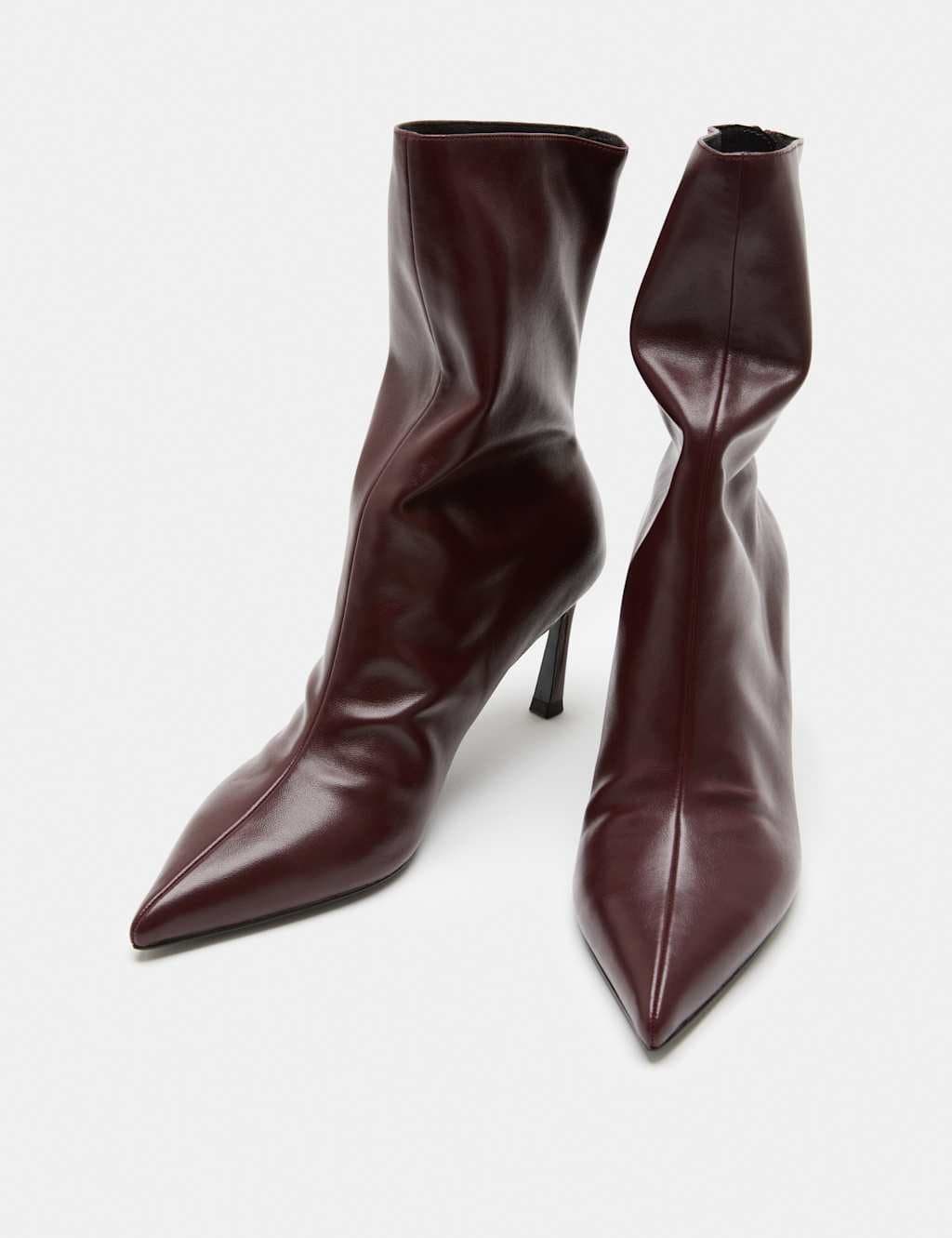 Marks & Spencer M&S Ruched Stiletto Heel Pointed Sock Boots Wine