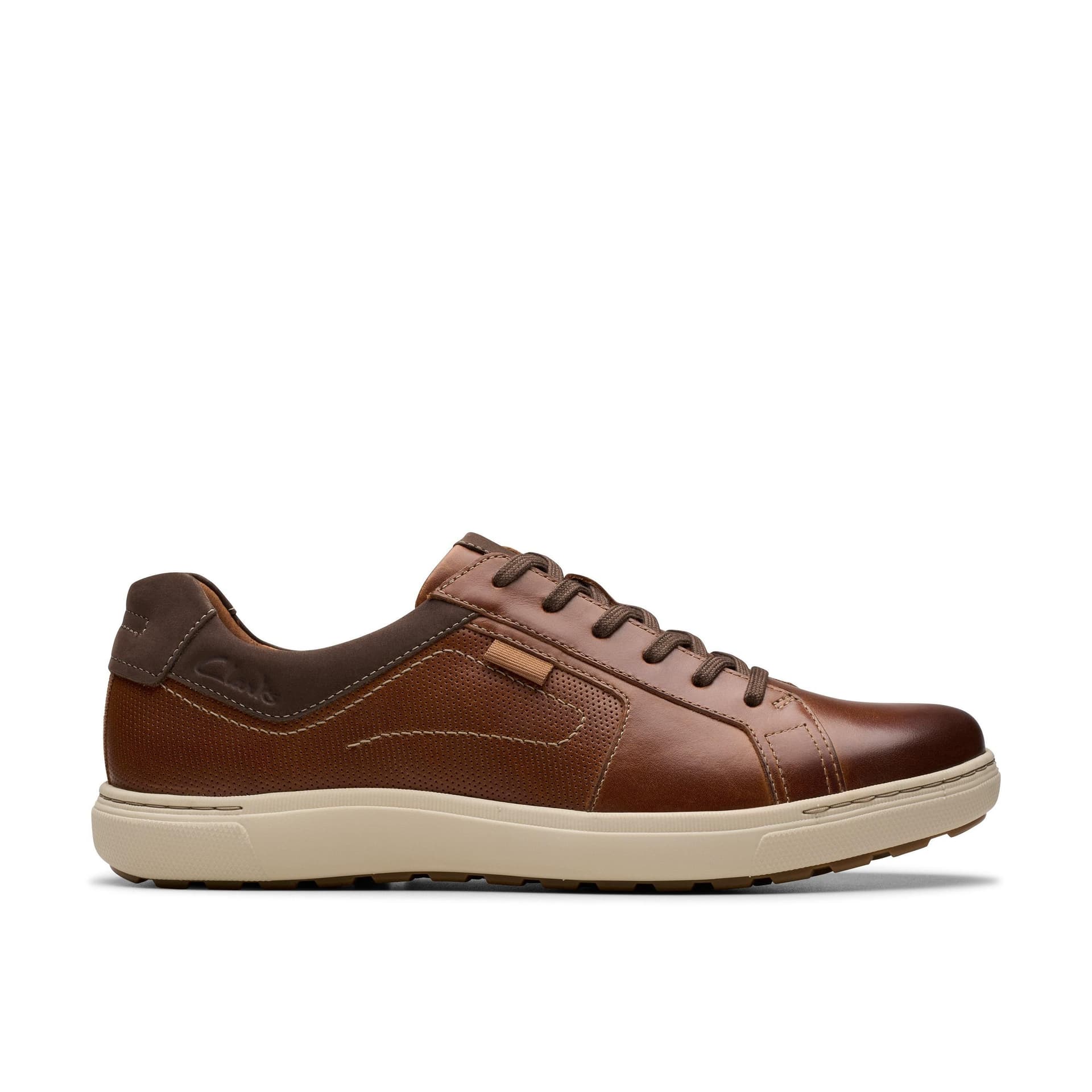 Clarks Clarks Men's Mapstone Lace Tan Leather Trainers, Lace Up in Brown