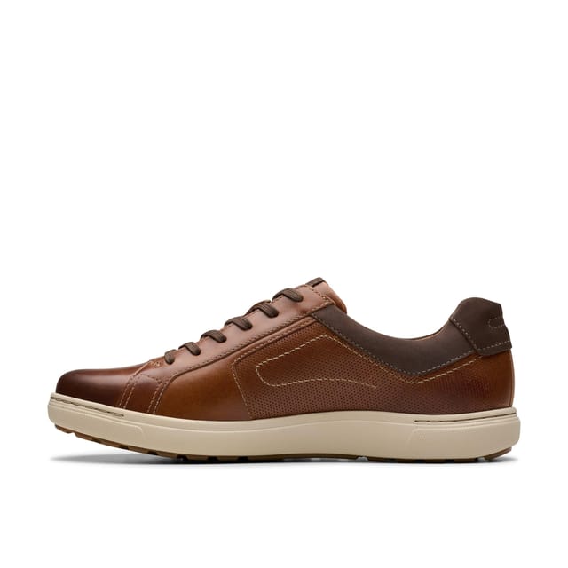 Clarks Clarks Men's Mapstone Lace Tan Leather Trainers, Lace Up in Brown - 2