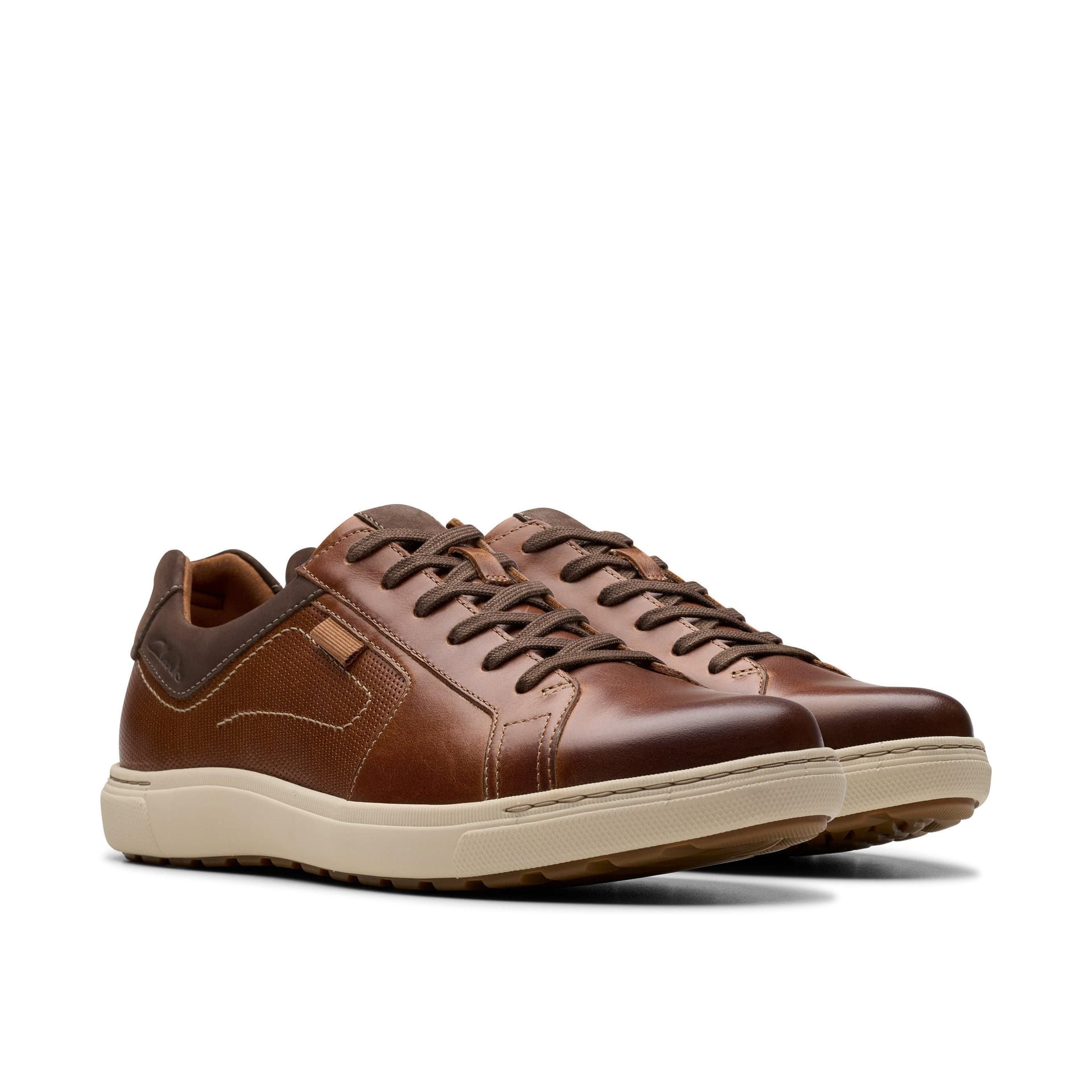 Clarks Clarks Men's Mapstone Lace Tan Leather Trainers, Lace Up in Brown - 4