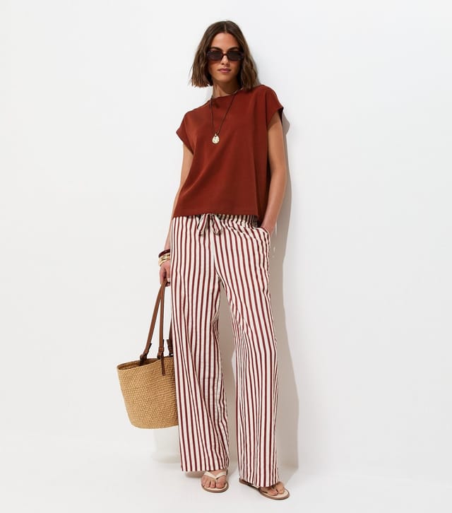 New Look Women's Dark Red Premium Grown On Sleeve Heavyweight Cotton T-Shirt New Look - 3